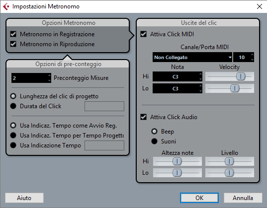 Cubase: Come gestire il metronomo 2